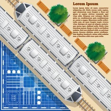 Passenger trains on the city plan. Stock Illustration