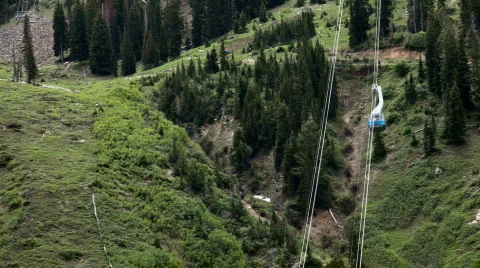 Passenger tram approaching bottom fast P HD 0819 Stock Footage