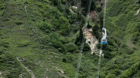 Passenger tram approaching bottom P HD 0819 Stock Footage 476904
