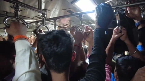Passenger travelling in a crowded train. Stock Footage 227672379
