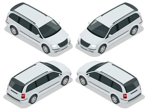 Passenger Van or Minivan Car vector template on white background. Compact Illustrazione stock