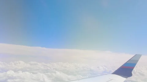 Passenger View of Airplane Wing During Flight in Clear Weather Stock Footage 336490295