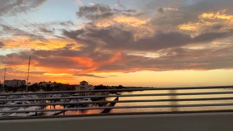 Passenger view from car window on florida, USA, yachts Stock Footage 221824244