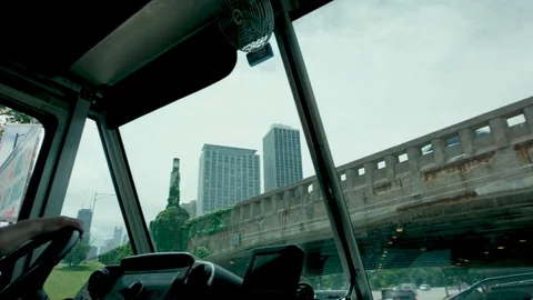 Passenger view of the mail van driving in the city 스톡 동영상 79849865