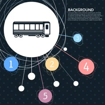 Passenger Wagons. Train icon with the background to the point and  infographi Stock Illustration