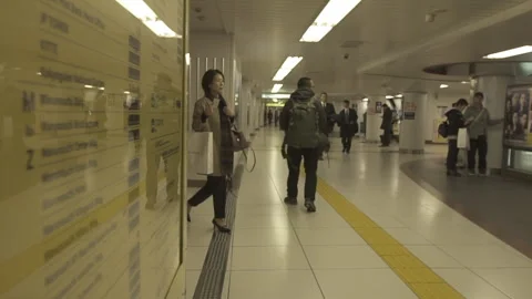 Passenger Waiting on Subway Platform (2026-12-06 Shinjuku Station - Tokyo) Stock Footage 340549157