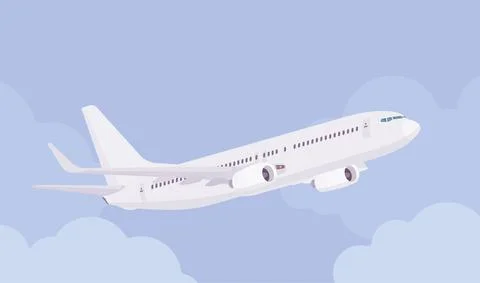 Passenger white plane taking off Stock Illustration