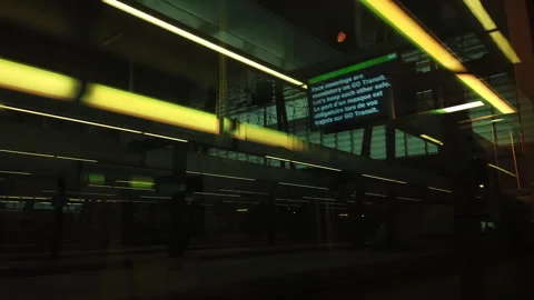 Passenger window point of view from train interior departing slowly from Union Vidéo 325952202