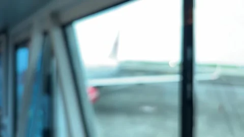 Passenger&amp;#039;s point of view is queuing to enter the plane through the aisle. Stock Footage 320810602