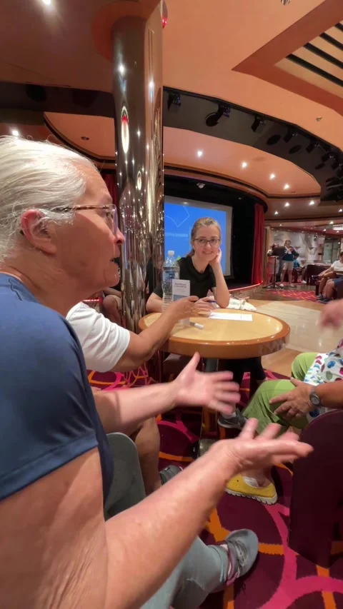 Passengers aboard the Costa Diadema partake in lively social games Stock Footage 308252455