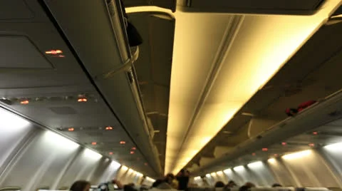 Passengers in the airplane cabin 1 Video stock 24924435