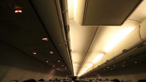 Passengers in the airplane cabin 2 Stock Footage 24924420