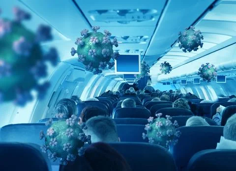 Passengers in airplane cabin interior Stock-Fotos