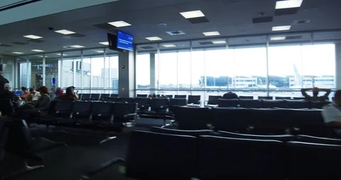 Passengers at the airport Stock Footage 90363310