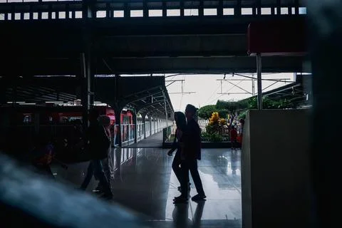 Passengers are Going to Board The Train at Jakarta Kota Train Station Stock Photos