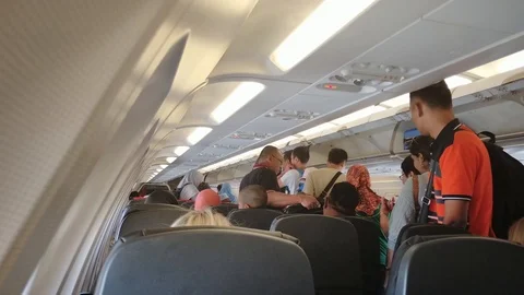 Passengers arrived and queue Stock Footage 95271367