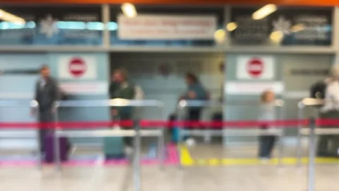 Passengers arriving by plane exit with their luggage through automatic doors. Stock-Footage 311073041