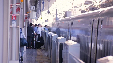 Passengers Board Shinkansen (Bullet Train) (1) - Japan Video stock 95912474