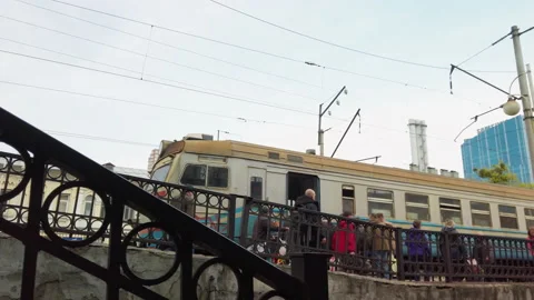 Passengers board the train standing on the platform Video stock 194917781