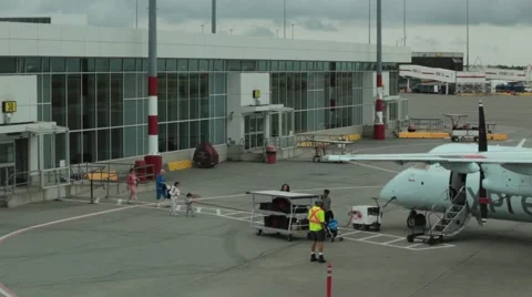 Passengers boarding an airplane Stock Footage 42114290