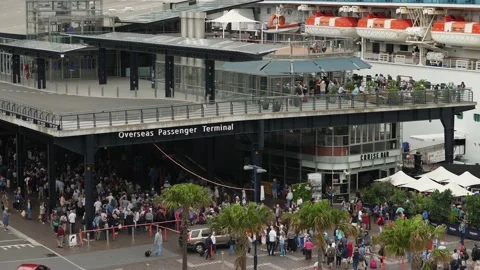 Passengers boarding the ill fated Ruby Princess covid ship in Sydney 4K Stock Footage 163094095