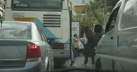 Passengers Boarding Public Transit Bus In Athens Greece City Center Oct 13 2019 Stock Footage 337804591