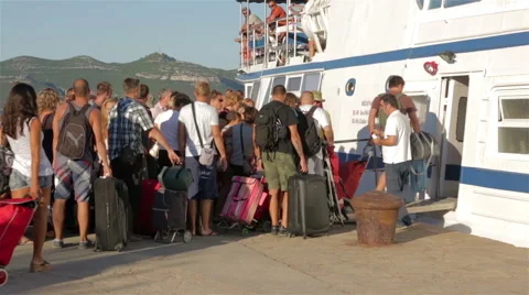 Passengers boarding the ship Stock Footage 41471335