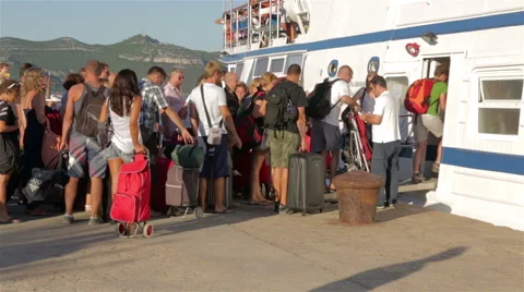 Passengers boarding the ship Stock Footage 41471356