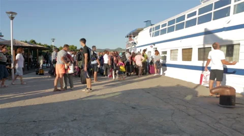 Passengers boarding the ship Stock Footage 41471367