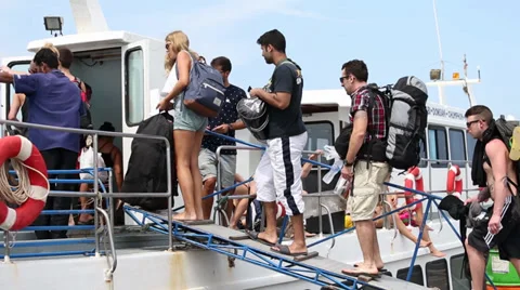 Passengers on the boat Stock Footage 34160491