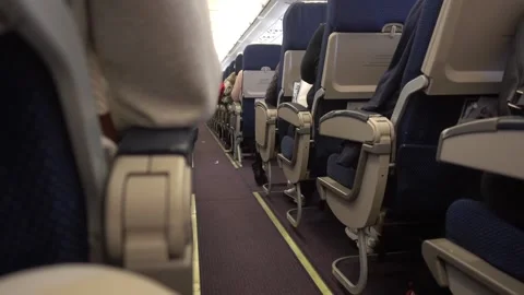Passengers in the cabin airplane Stock Footage 87327587