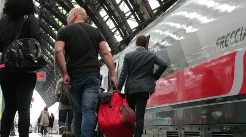 Passengers at the central station of Milan. Stock Footage 42971816