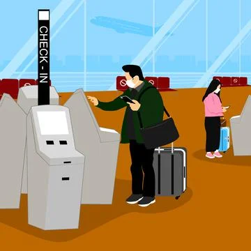 The Passengers check in by automatic machines. Stock-Illustration
