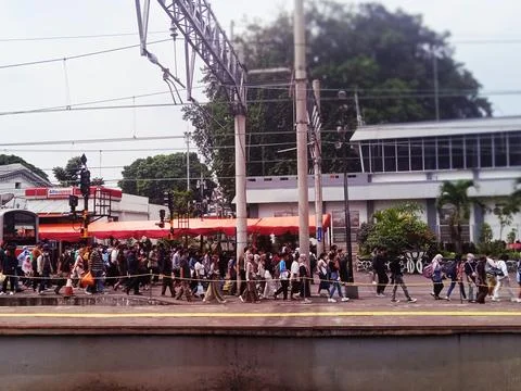 Passengers of community line train Stock Photos