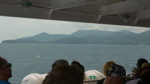 Passengers on deck of an open ferry boat in Thailand Video stock 92535572