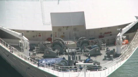 Passengers on deck as ship docks  Stock Footage 627903