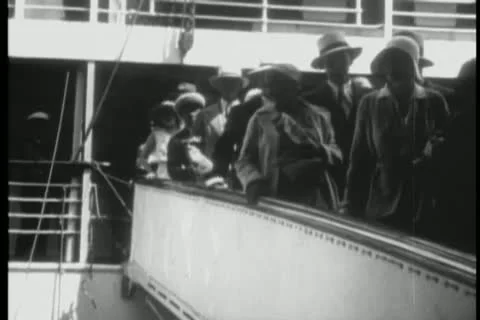 Passengers disembarking ship Stock Footage 25208329