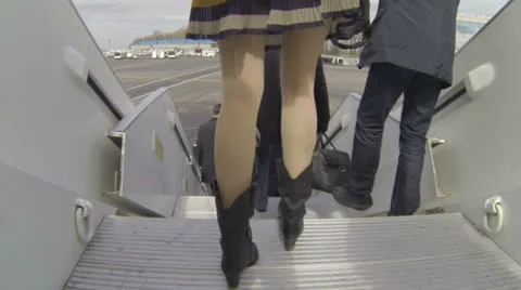 Passengers down the plane Stock Footage 25424675