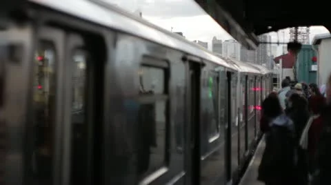 Passengers Enter-Exit Train Stock Footage 13130076