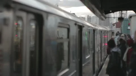 Passengers Enter-Exit train at Queensboro (NO GRADING) Stock Footage 13180086