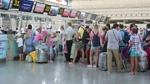Passengers at the front Desk Stock Footage 53299629