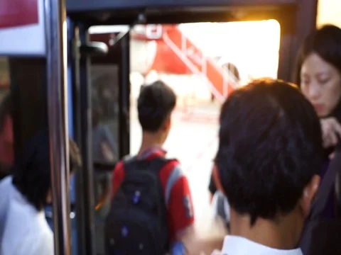 Passengers get off the bus Stock Footage 103917608
