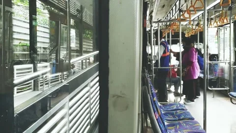 Passengers get off the busway Stock-Footage 243154037