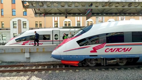 Passengers get off the train. Passengers get out of the peregrine Falcon Stock Footage 167893435