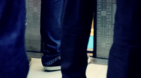 Passengers getting into and getting off from a subway train Stock Footage 42094555