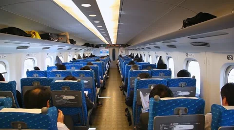 Passengers inside of a Bullet Train, Tokyo, Japan Stock Footage 46621336