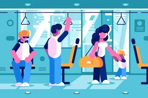 Passengers inside the bus Stock Illustration