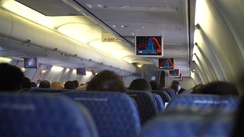 Passengers Inside Commercial Airplane Stock Footage 75324165