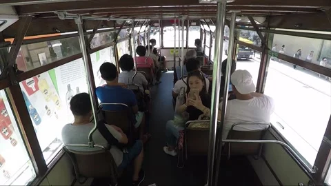 Passengers inside Double Deck Tram, Road Traffic, Wan Chai Street, Hong Kong 库存影片 259726727