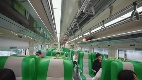 Passengers Inside Feeder Train Bandung Station Padalarang High Speed Rail 動画素材 332049496